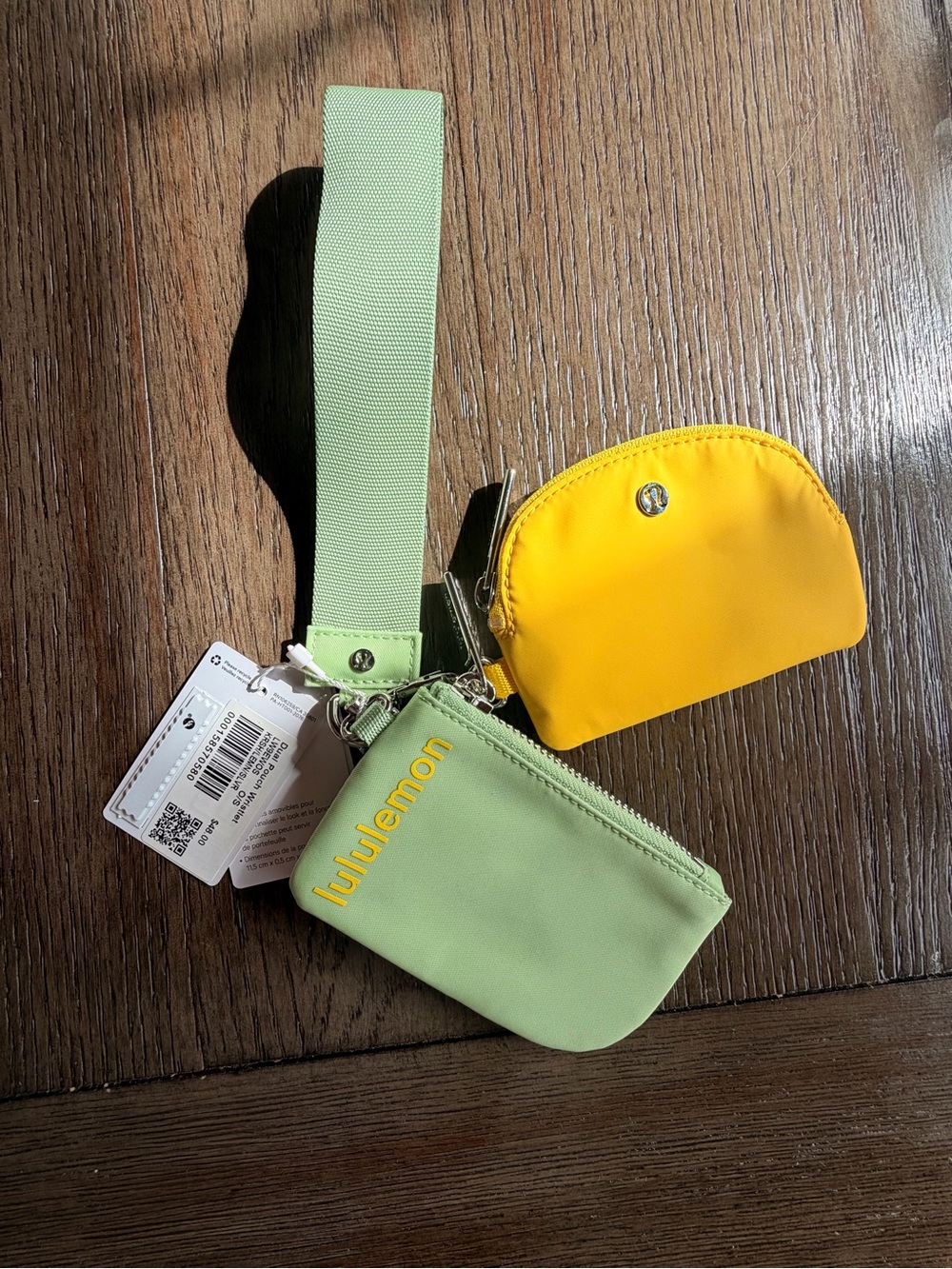 lululemon athletica Yellow and Light Green Keychain Pouch Set